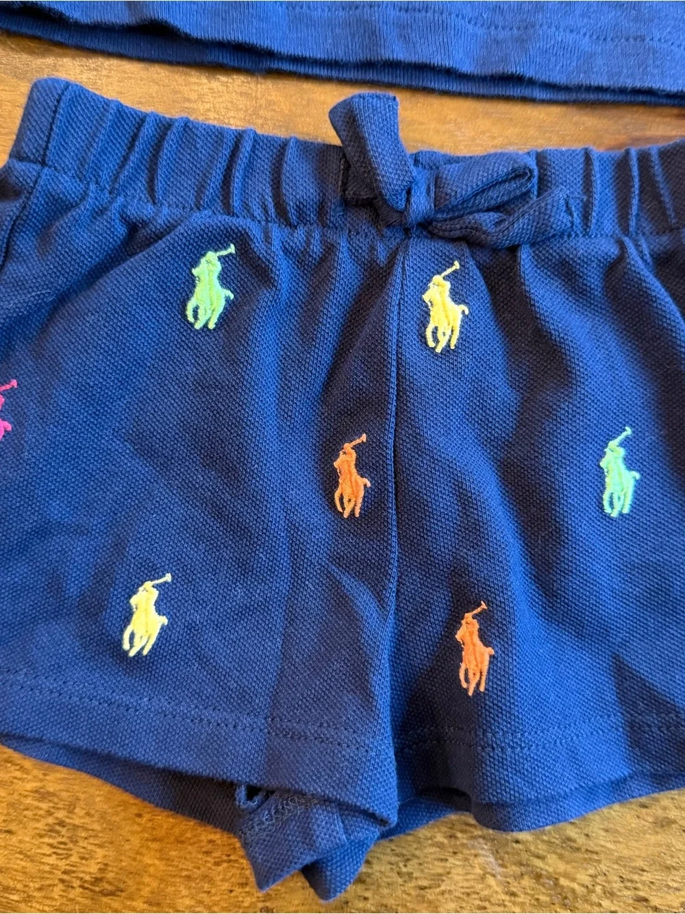 Ralph Lauren Navy Tee and Embroidered Pony Shorts Set
